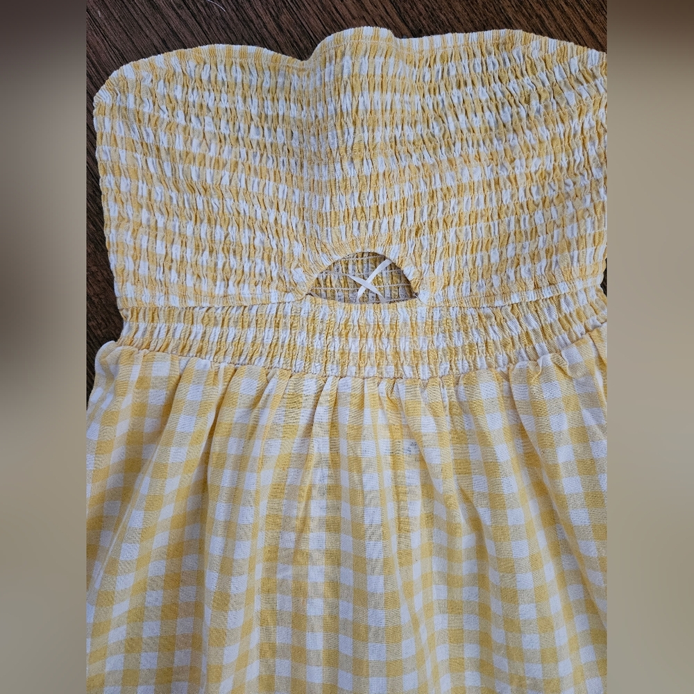 Twenty Ten Yellow Gingham Smocked Mini Dress | Halter Tie - Picture 2 of 7